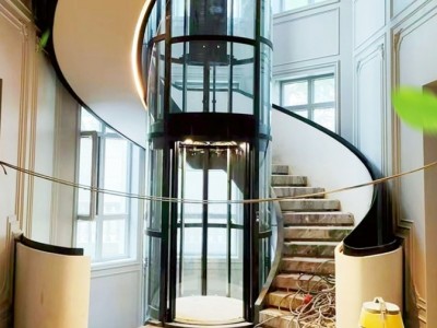 别墅家用圆电梯 圆弧形自动门 曳引